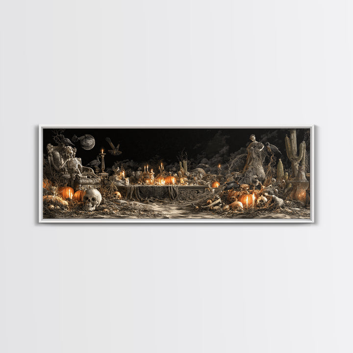 Desert Halloween, Extra Wide Wall Art, Dark Halloween Decor, Canvas Print, Halloween Wall Decor, Gothic Home Decor, Statement Wall Art