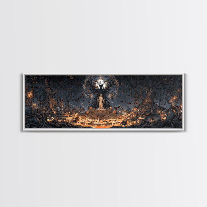 The Volcanic Demon Festival, Extra Wide Wall Art, Dark Halloween Decor, Canvas Print, Halloween Wall Decor, Gothic Home Decor
