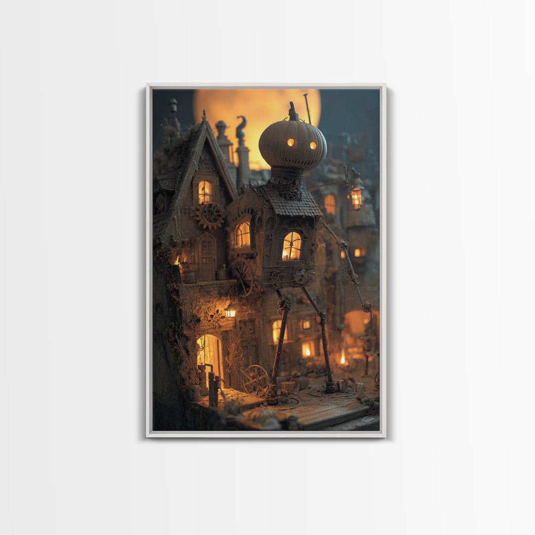 The Clockwork Haunted House, Vertical Wall Art, Spooky Home Decor, Canvas Print, Halloween Wall Decor, Gothic Home Decor, Halloween Decor