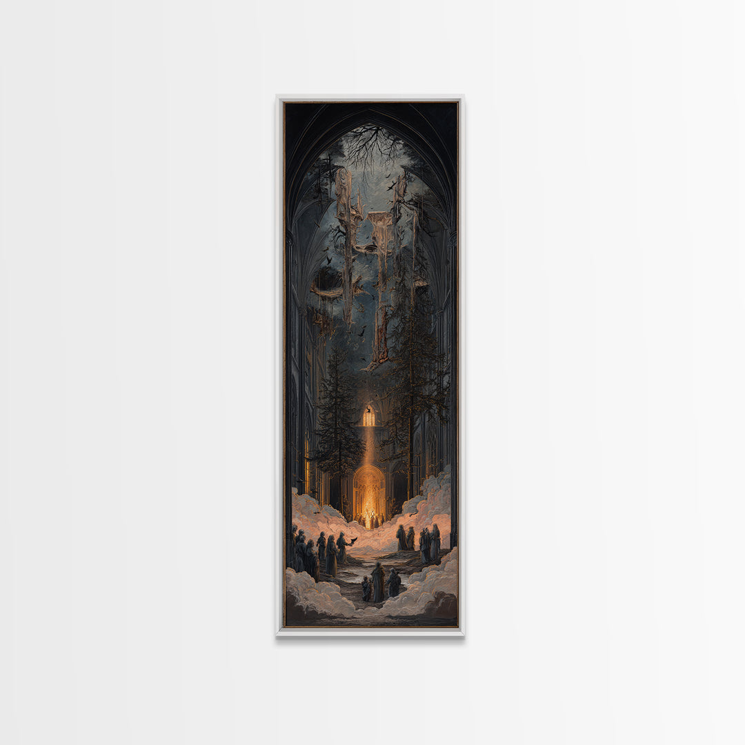 The Upside-Down Cemetery, Tall Narrow Wall Art, Dark Halloween Decor, Canvas Print, Halloween Wall Decor, Gothic Home Decor, Horror Wall Art