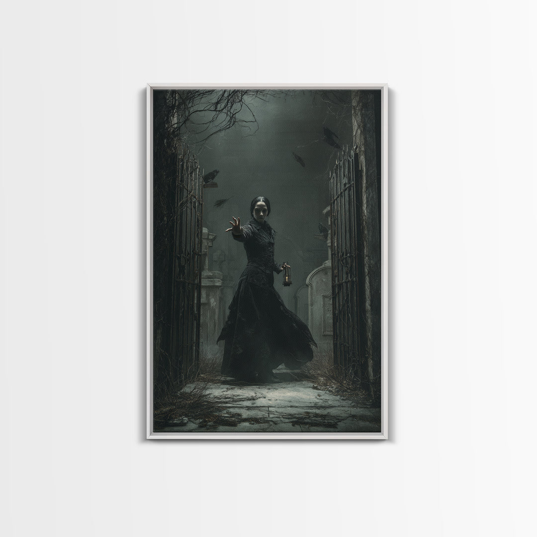 The Infinite Hallway, Vertical Wall Art, Gothic Horror Wall Art, Framed Canvas Print, Halloween Wall Decor, Gothic Home Decor