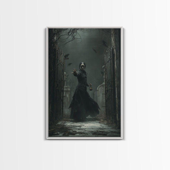 The Infinite Hallway, Vertical Wall Art, Gothic Horror Wall Art, Framed Canvas Print, Halloween Wall Decor, Gothic Home Decor