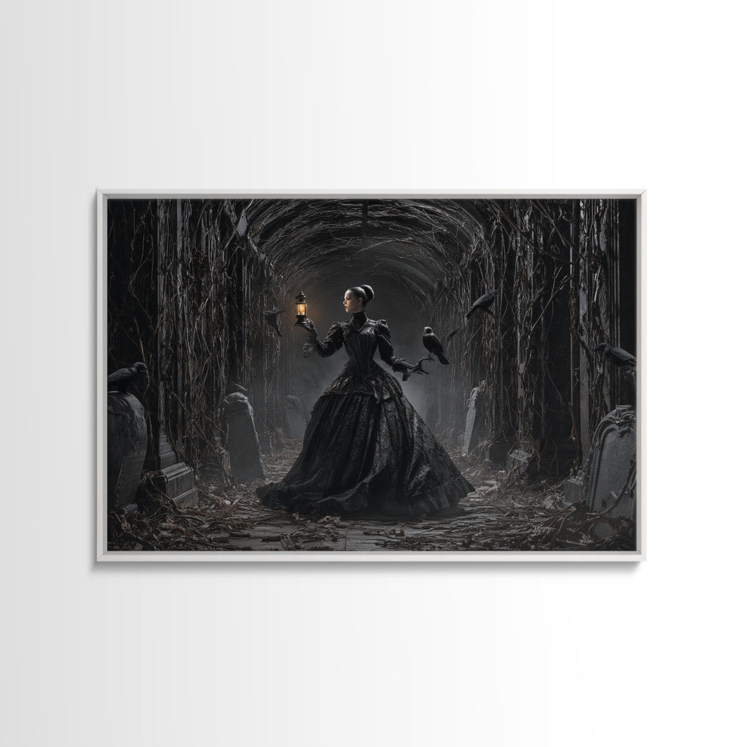 The Infinite Hallway, Landscape Wall Art, Gothic Horror Wall Art, Framed Canvas Print, Halloween Wall Decor, Gothic Home Decor
