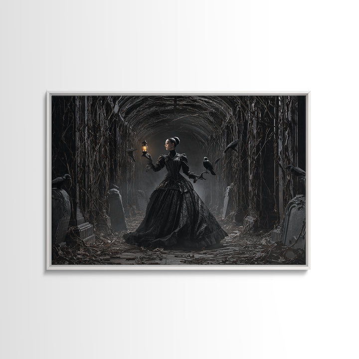 The Infinite Hallway, Landscape Wall Art, Gothic Horror Wall Art, Framed Canvas Print, Halloween Wall Decor, Gothic Home Decor