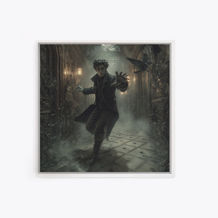 The Infinite Hallway, Square Wall Art, Haunted Gothic Art, Framed Canvas Print, Halloween Wall Decor, Gothic Home Decor, Spooky Wall Decor