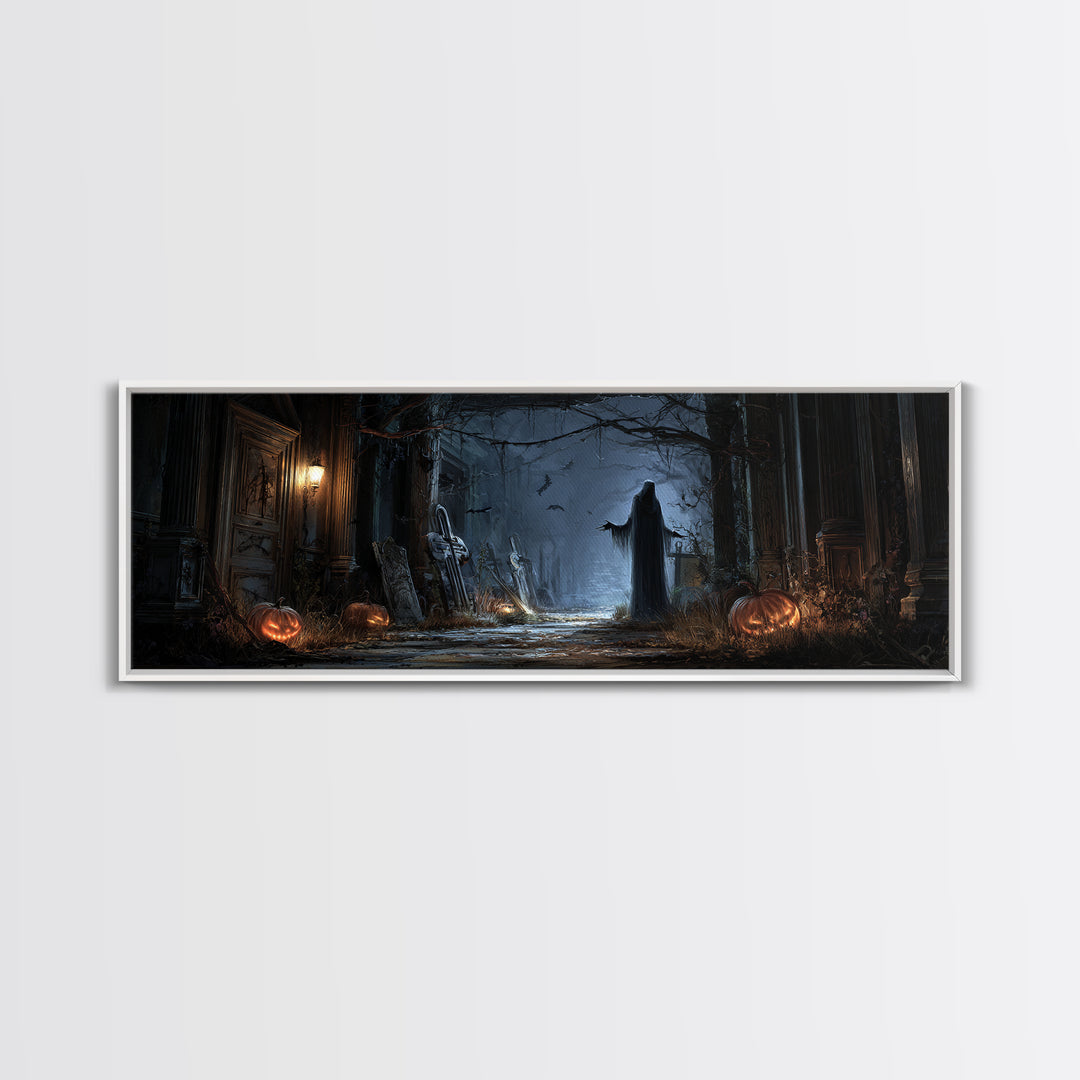 The Infinite Hallway, Extra Wide Wall Art, Dark Halloween Decor, Canvas Print, Halloween Wall Decor, Gothic Home Decor