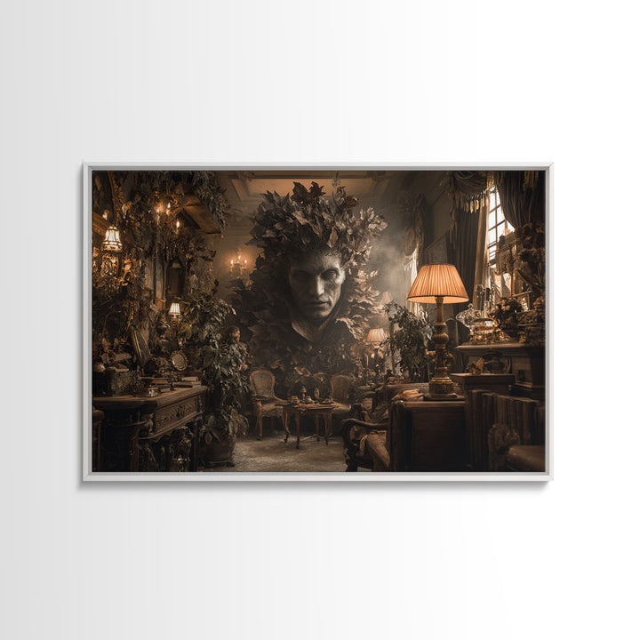 The Autumn-Leaf Ghost, Landscape Wall Art, Macabre Wall Art, Framed Canvas Print, Halloween Wall Decor, Gothic Home Decor
