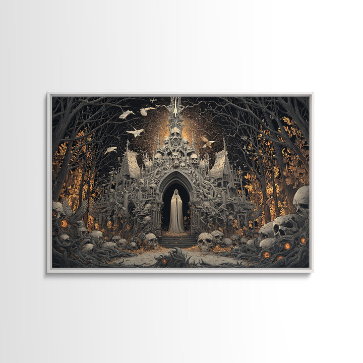 The Cathedral Of Bones, Landscape Wall Art, Gothic Horror Wall Art, Framed Canvas Print, Halloween Wall Decor, Gothic Home Decor