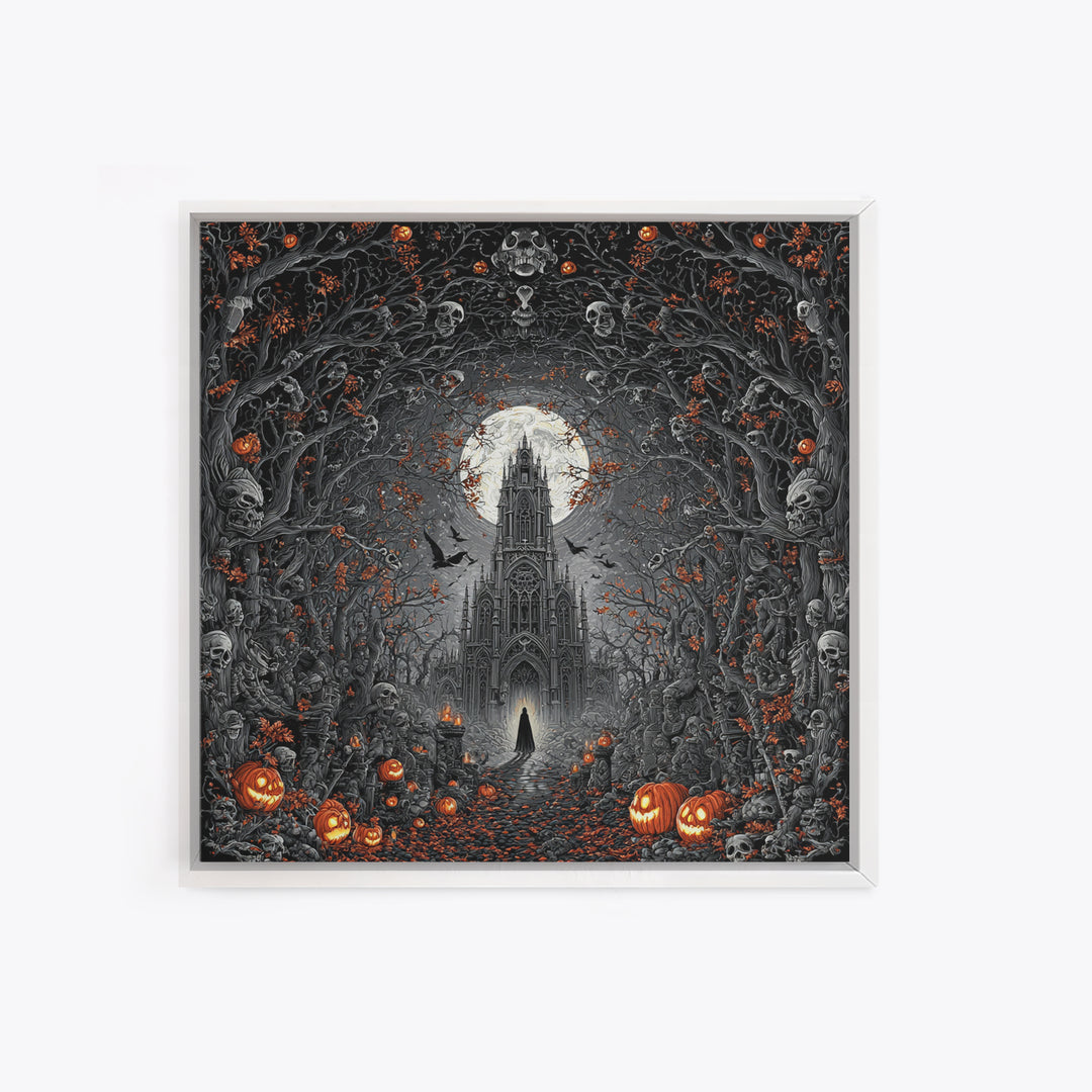 The Cathedral Of Bones, Square Wall Art, Dark Fantasy Wall Art, Canvas Print, Halloween Wall Decor, Gothic Home Decor, Dark Fantasy Art