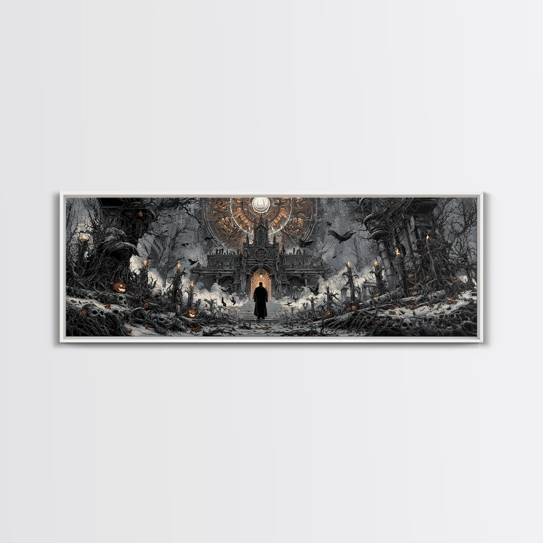 The Cathedral Of Bones, Extra Wide Wall Art, Dark Halloween Decor, Canvas Print, Halloween Wall Decor, Gothic Home Decor, Spooky Wall Decor