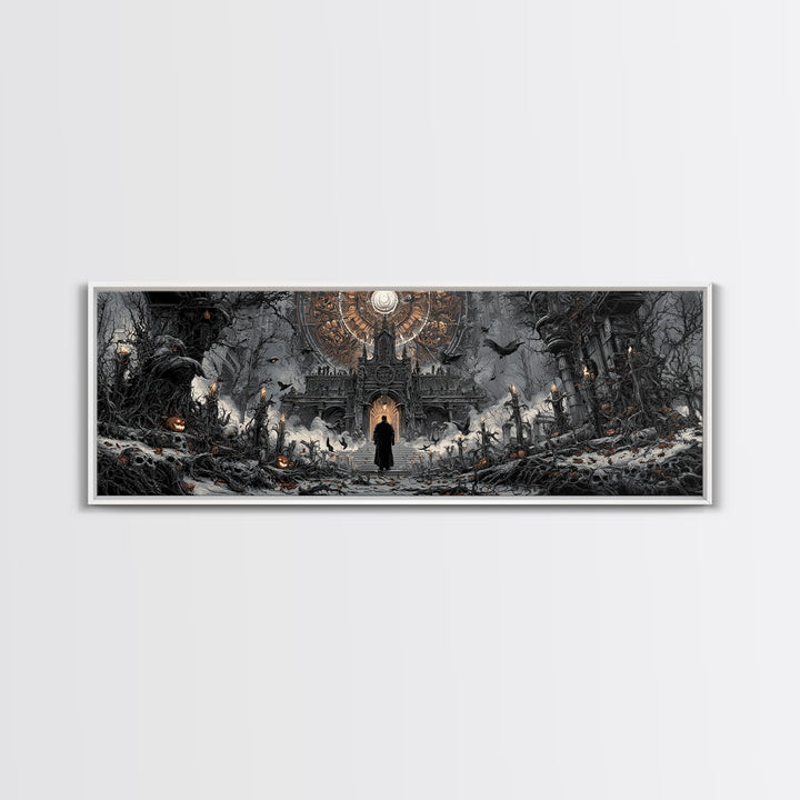 The Cathedral Of Bones, Extra Wide Wall Art, Dark Halloween Decor, Canvas Print, Halloween Wall Decor, Gothic Home Decor, Spooky Wall Decor