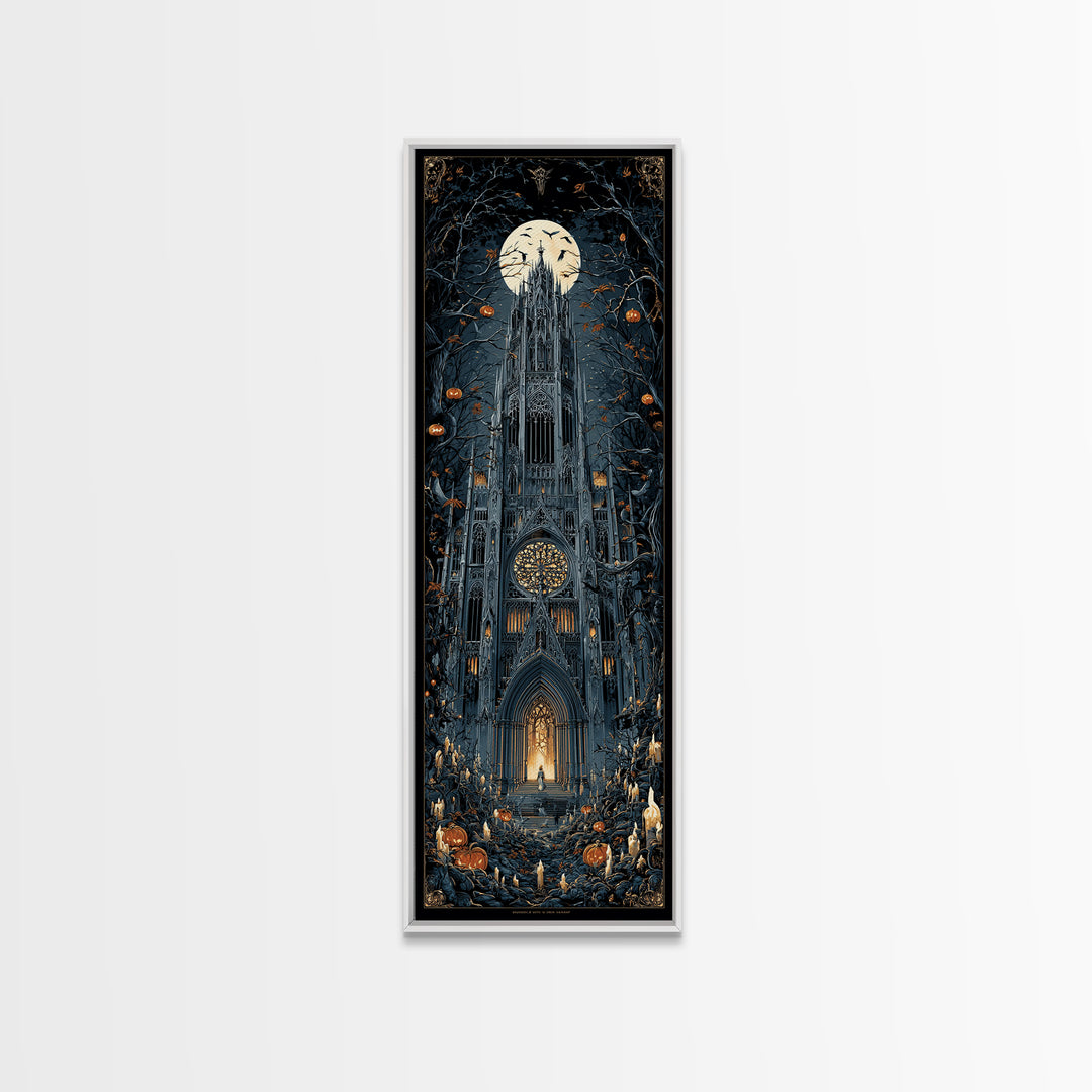 The Cathedral Of Bones, Tall Narrow Wall Art, Dark Halloween Decor, Canvas Print, Halloween Wall Decor, Gothic Home Decor, Spooky Wall Decor