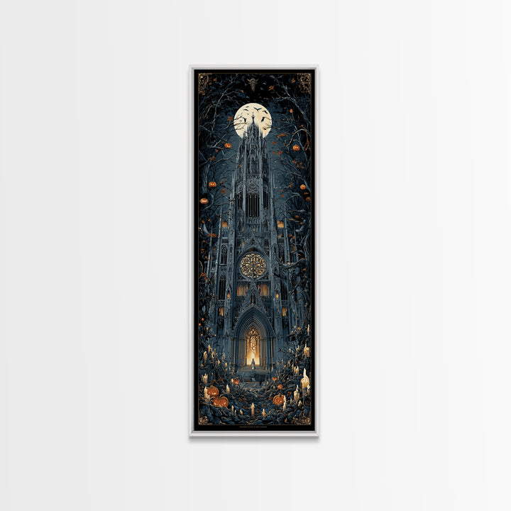 The Cathedral Of Bones, Tall Narrow Wall Art, Dark Halloween Decor, Canvas Print, Halloween Wall Decor, Gothic Home Decor, Spooky Wall Decor