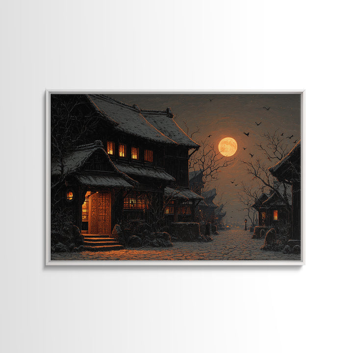 The Town Where Shadows Live, Landscape Wall Art, Dark Halloween Decor, Canvas Print, Halloween Wall Decor, Gothic Home Decor