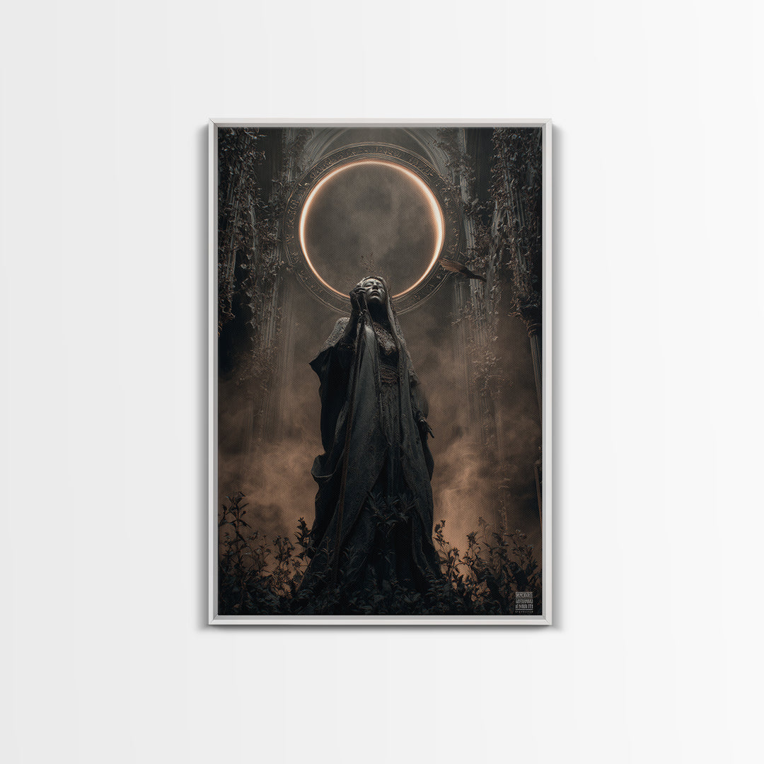 The Eclipse Summoning, Vertical Wall Art, Dark Halloween Decor, Canvas Print, Halloween Wall Decor, Gothic Home Decor, Seasonal Home Decor
