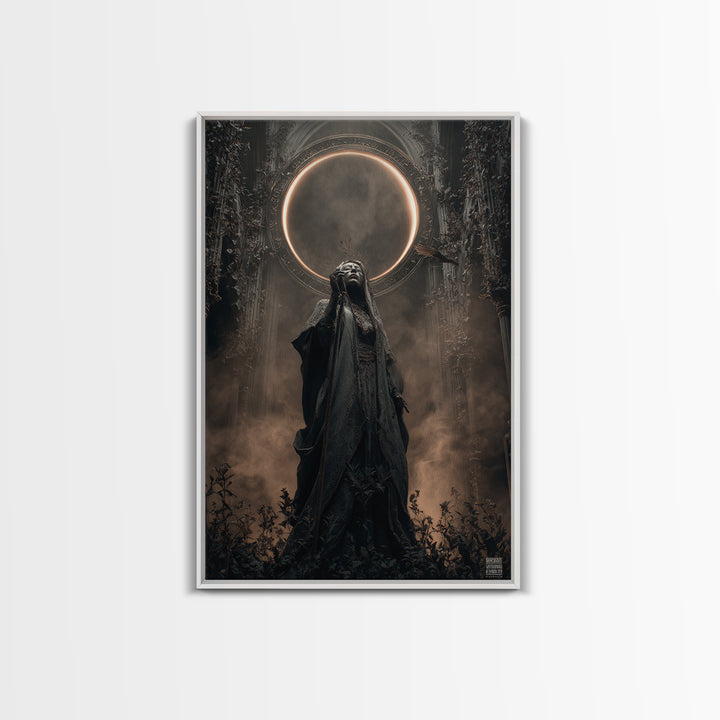 The Eclipse Summoning, Vertical Wall Art, Dark Halloween Decor, Canvas Print, Halloween Wall Decor, Gothic Home Decor, Seasonal Home Decor