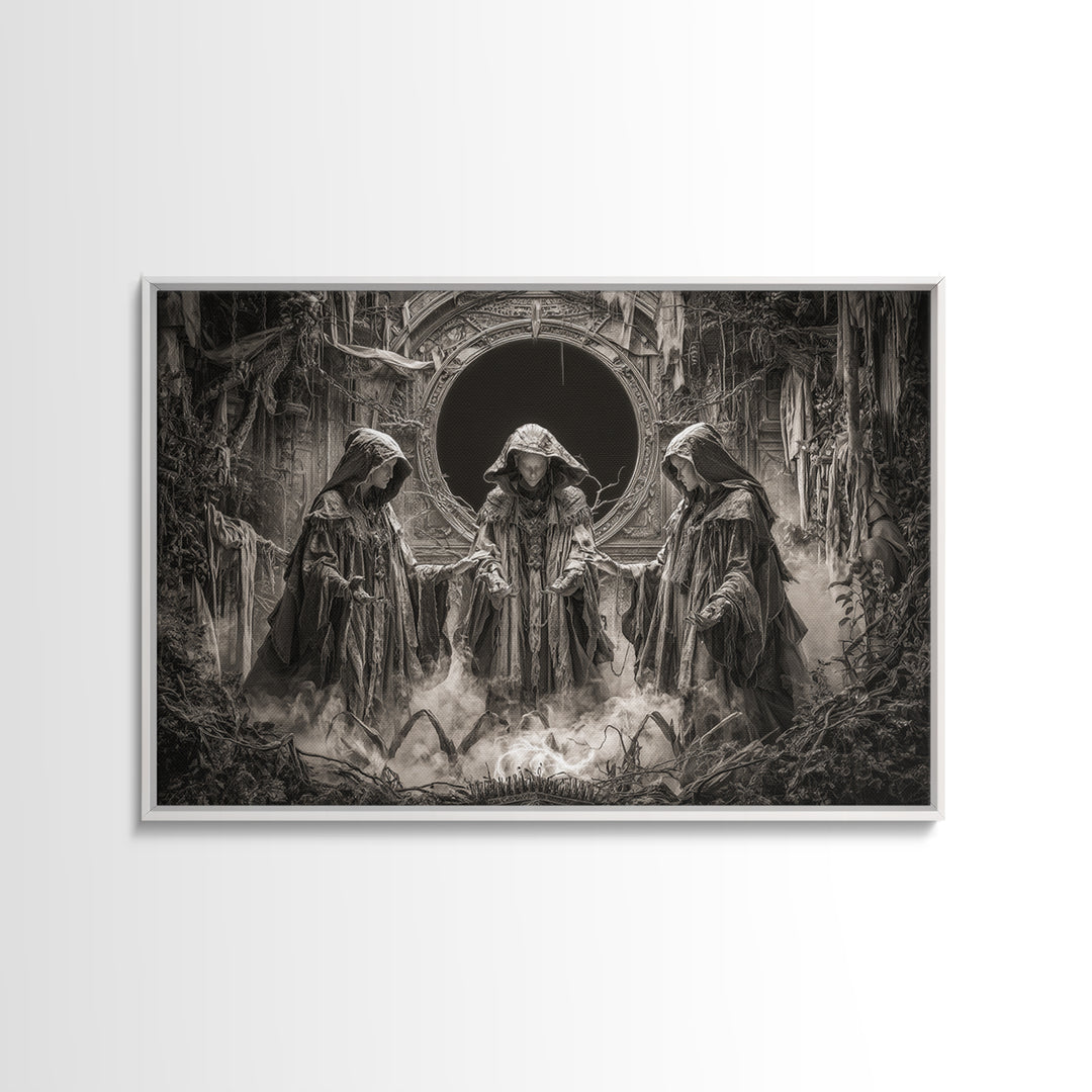 The Eclipse Summoning, Landscape Wall Art, Macabre Wall Art, Framed Canvas Print, Halloween Wall Decor, Gothic Home Decor