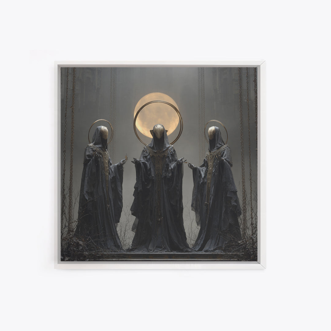 The Eclipse Summoning, Square Wall Art, Haunted Gothic Art, Framed Canvas Print, Halloween Wall Decor, Gothic Home Decor, Spooky Wall Decor