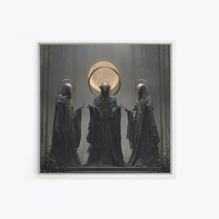 The Eclipse Summoning, Square Wall Art, Haunted Gothic Art, Framed Canvas Print, Halloween Wall Decor, Gothic Home Decor, Spooky Wall Decor