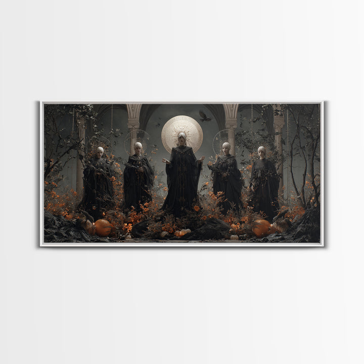The Eclipse Summoning, Wide Panoramic Art, Spooky Home Decor, Canvas Print, Halloween Wall Decor, Gothic Home Decor, Macabre Wall Art