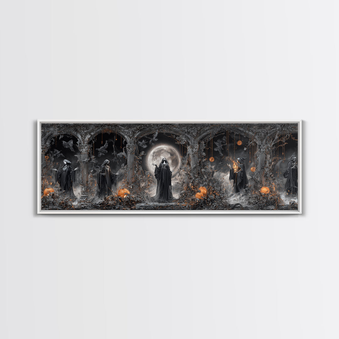 The Eclipse Summoning, Extra Wide Wall Art, Haunted Gothic Art, Framed Canvas Print, Halloween Wall Decor, Gothic Home Decor
