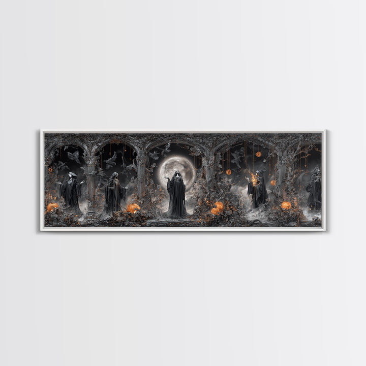 The Eclipse Summoning, Extra Wide Wall Art, Haunted Gothic Art, Framed Canvas Print, Halloween Wall Decor, Gothic Home Decor