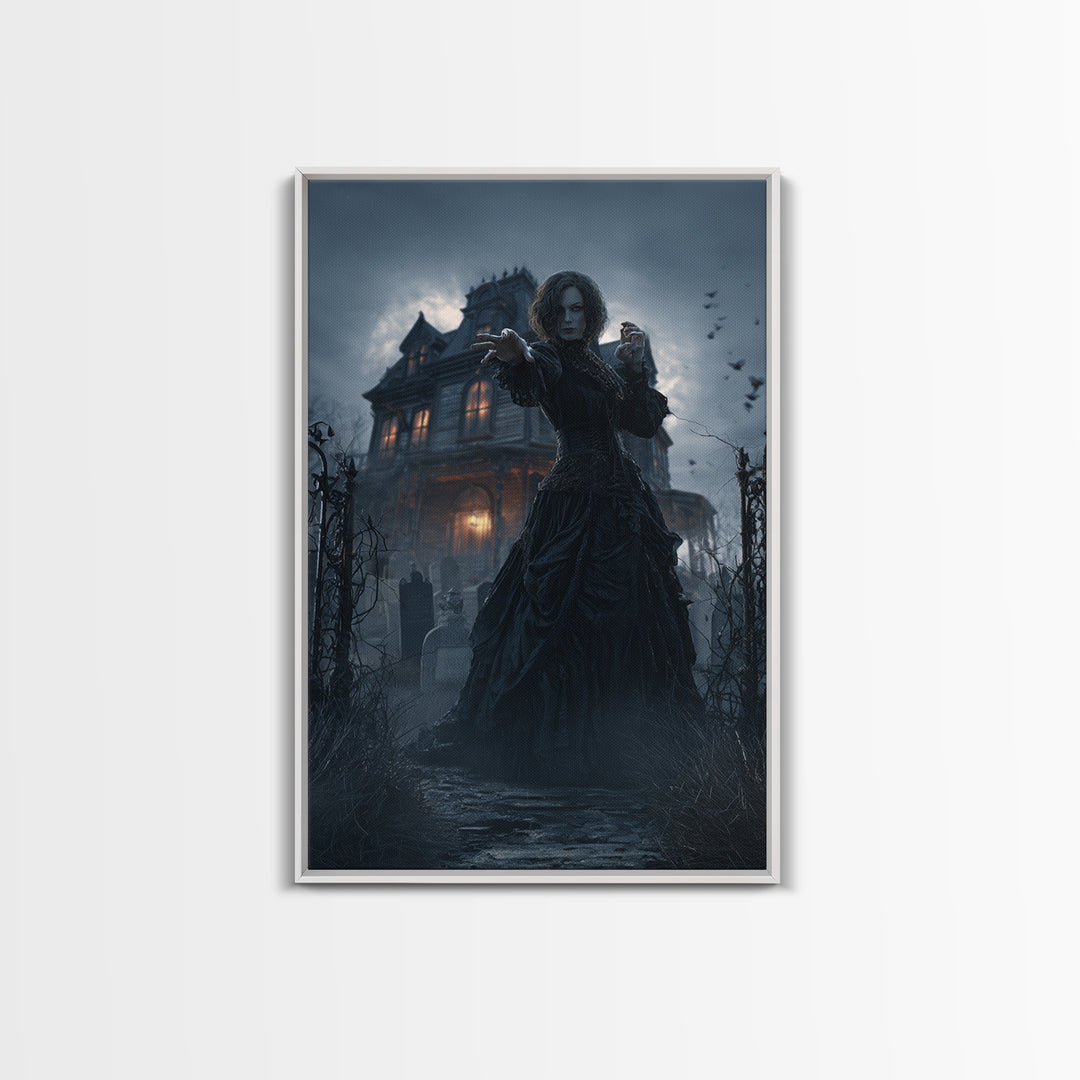 The Last House At The World'S Edge, Vertical Wall Art, Macabre Wall Art, Framed Canvas Print, Halloween Wall Decor, Gothic Home Decor