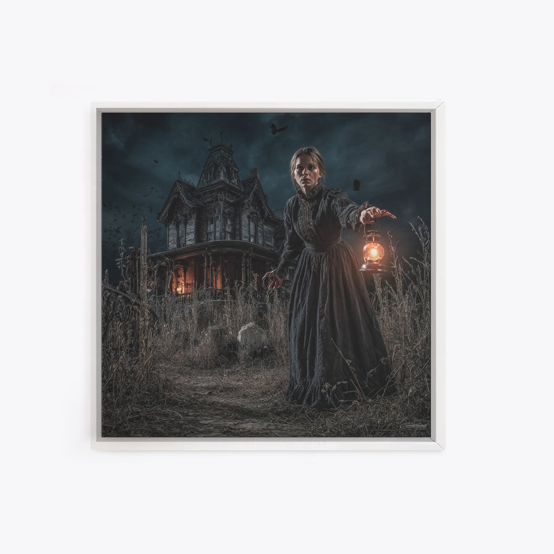 The Last House At The World'S Edge, Square Wall Art, Spooky Home Decor, Canvas Print, Halloween Wall Decor, Gothic Home Decor
