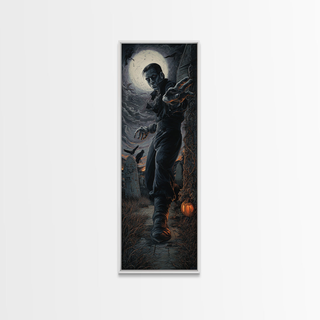 The Last House At The World'S Edge, Tall Narrow Wall Art, Macabre Wall Art, Framed Canvas Print, Halloween Wall Decor, Gothic Home Decor