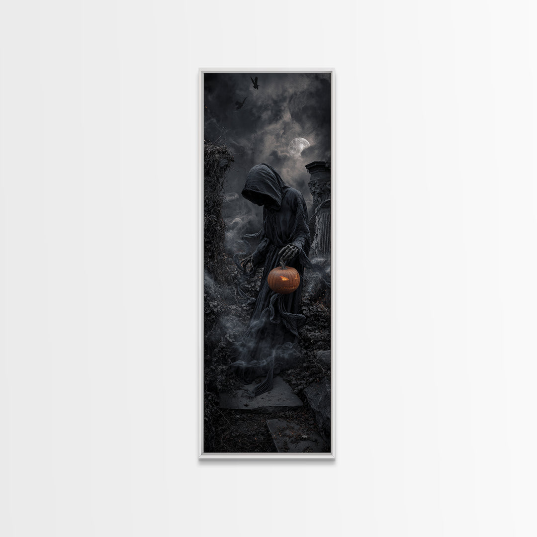 Halloween On Another Planet, Tall Narrow Wall Art, Gothic Horror Wall Art, Framed Canvas Print, Halloween Wall Decor, Gothic Home Decor