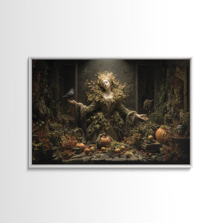 The Personification Of October, Landscape Wall Art, Haunted Gothic Art, Framed Canvas Print, Halloween Wall Decor, Gothic Home Decor