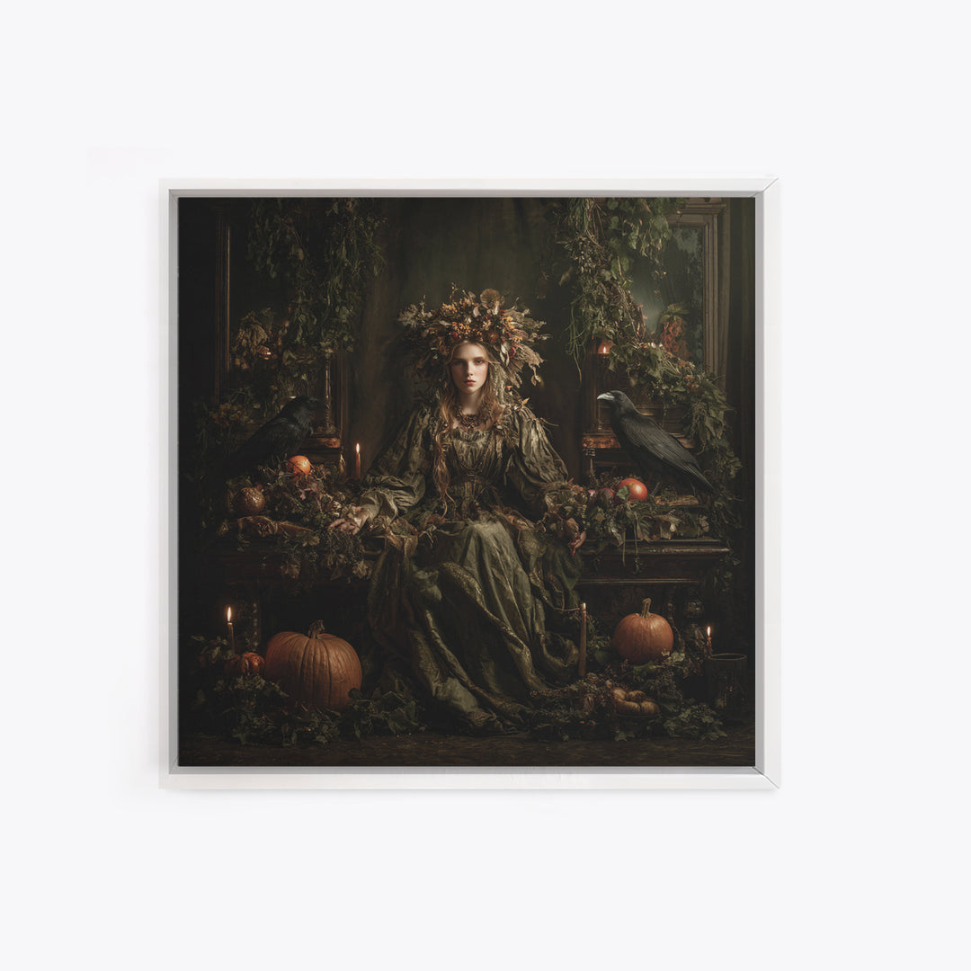 The Personification Of October, Square Wall Art, Macabre Wall Art, Framed Canvas Print, Halloween Wall Decor, Gothic Home Decor