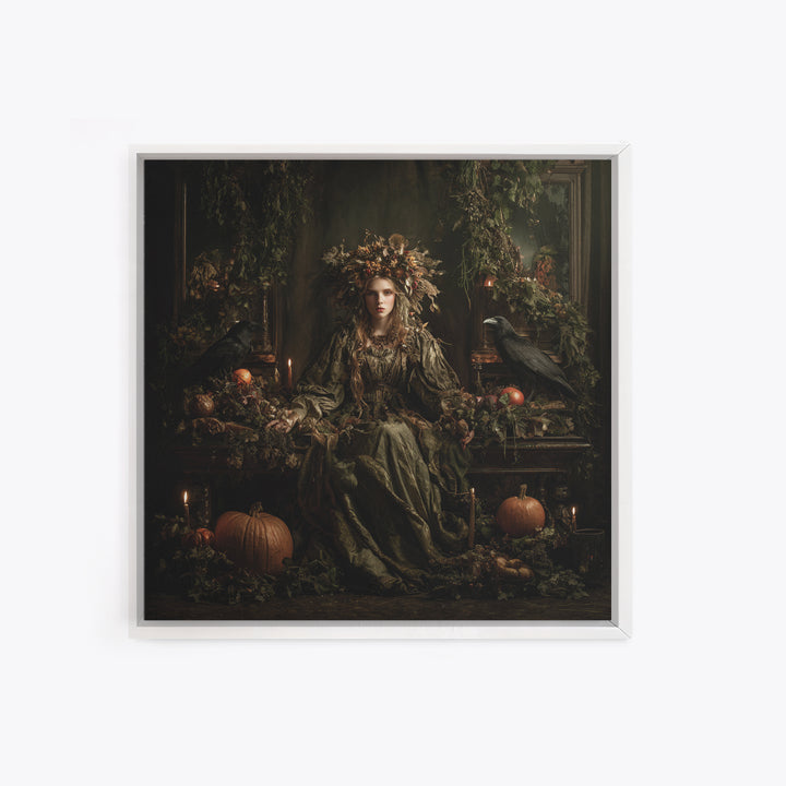 The Personification Of October, Square Wall Art, Macabre Wall Art, Framed Canvas Print, Halloween Wall Decor, Gothic Home Decor