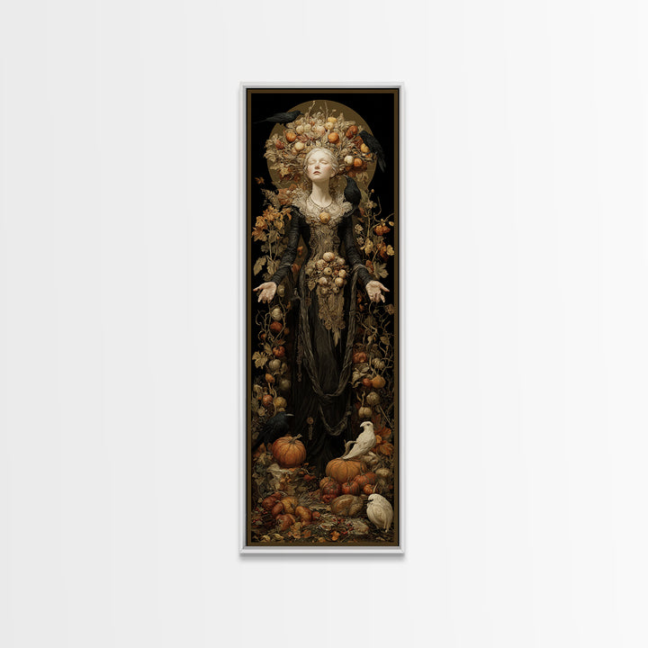 The Personification Of October, Tall Narrow Wall Art, Dark Fantasy Wall Art, Canvas Print, Halloween Wall Decor, Gothic Home Decor