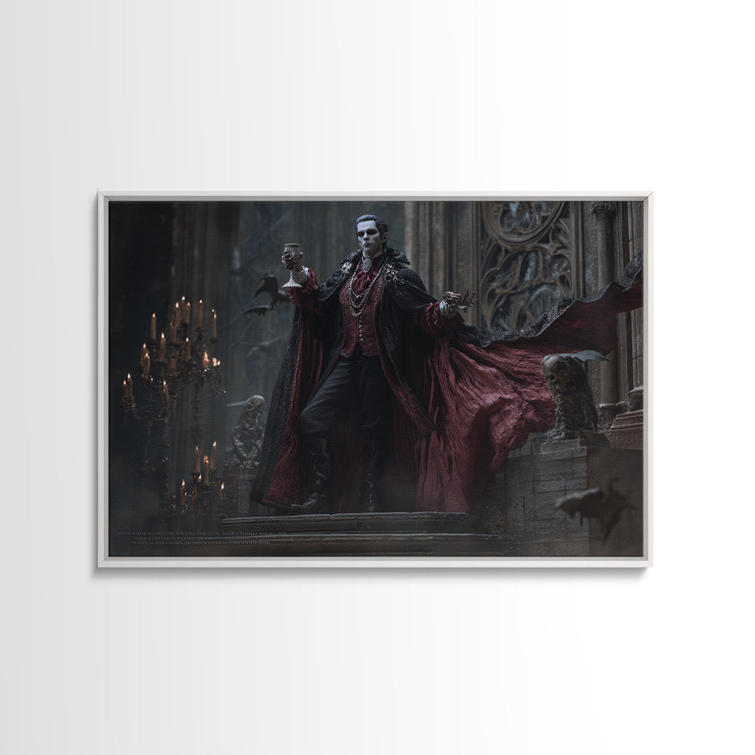 The Crimson Count Of Hollow Keep, Landscape Wall Art, Dark Halloween Decor, Canvas Print, Halloween Wall Decor, Gothic Home Decor