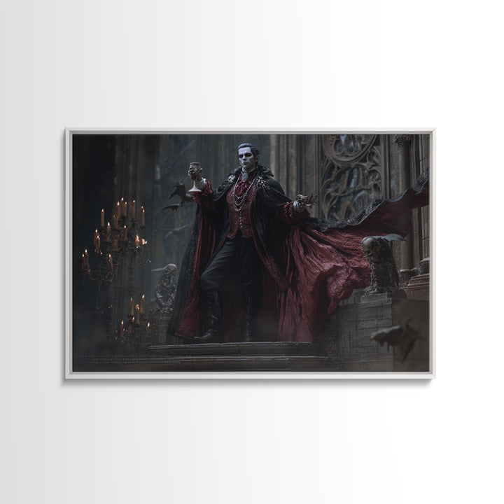 The Crimson Count Of Hollow Keep, Landscape Wall Art, Dark Halloween Decor, Canvas Print, Halloween Wall Decor, Gothic Home Decor