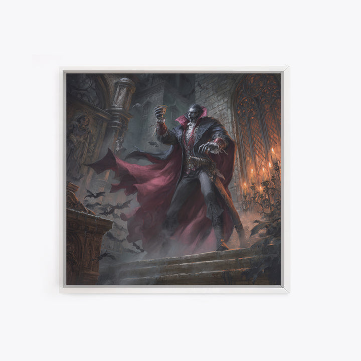The Crimson Count Of Hollow Keep, Square Wall Art, Macabre Wall Art, Framed Canvas Print, Halloween Wall Decor, Gothic Home Decor