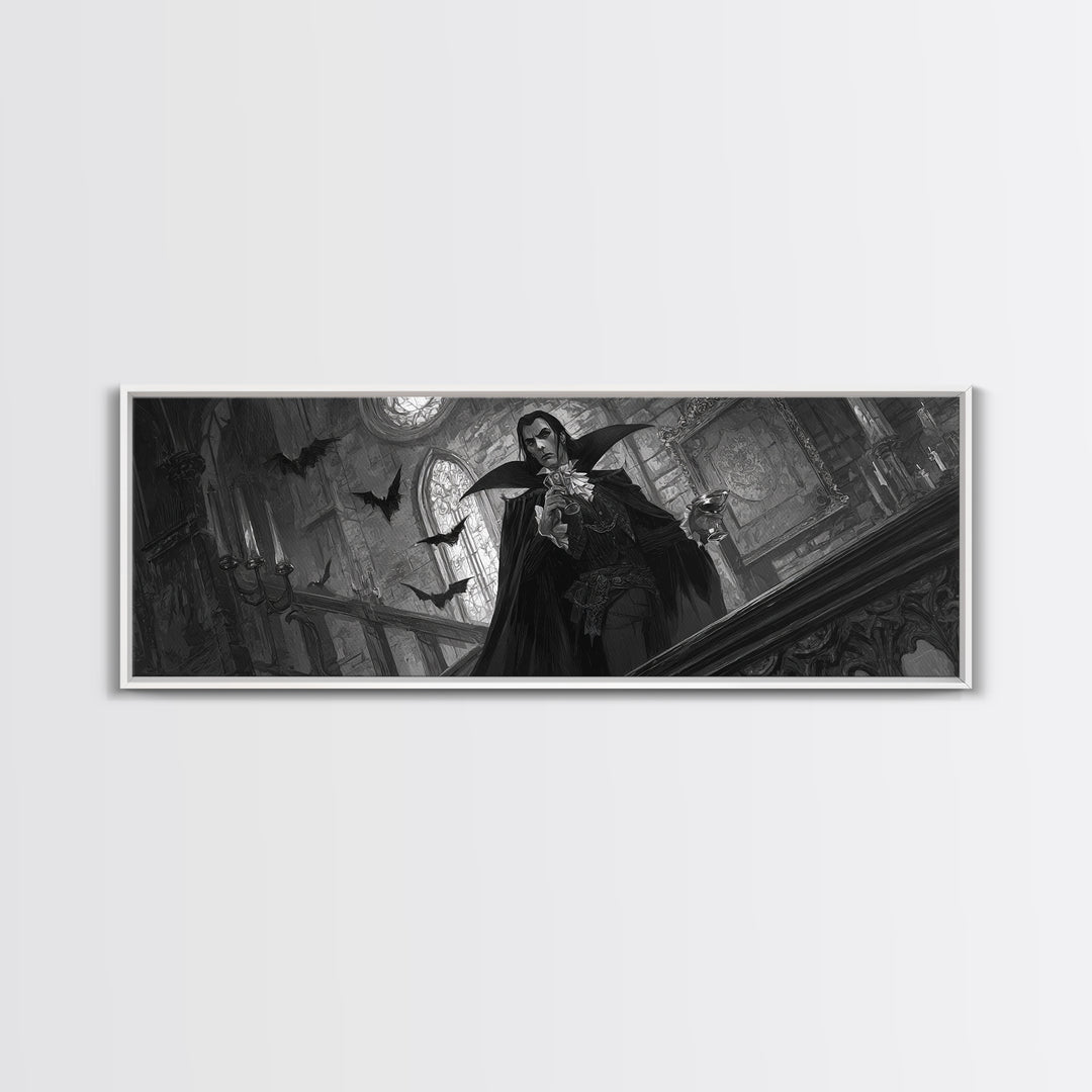The Crimson Count Of Hollow Keep, Extra Wide Wall Art, Spooky Home Decor, Canvas Print, Halloween Wall Decor, Gothic Home Decor