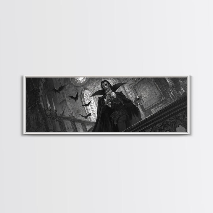 The Crimson Count Of Hollow Keep, Extra Wide Wall Art, Spooky Home Decor, Canvas Print, Halloween Wall Decor, Gothic Home Decor