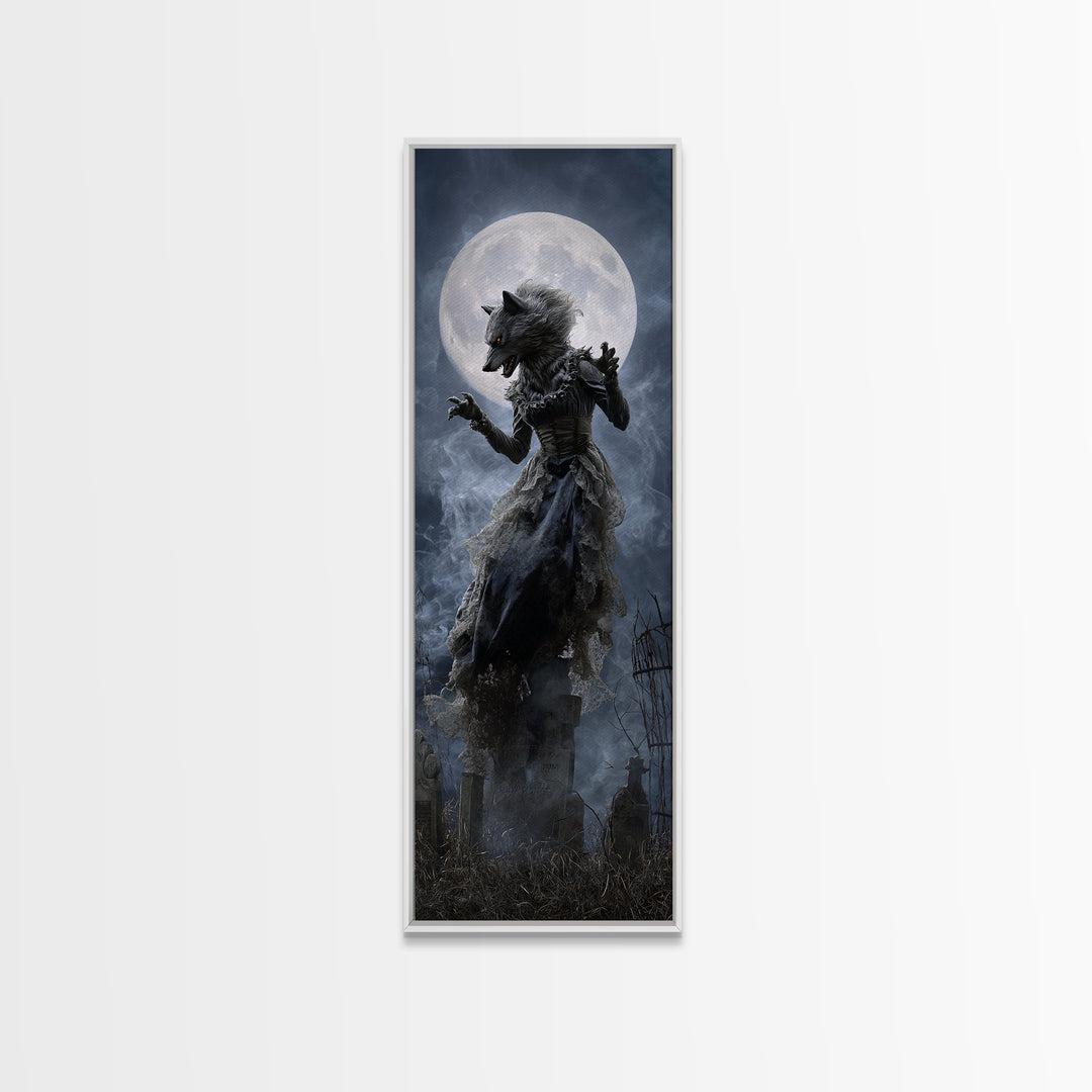 The Widow Wolf Of Briar Moon, Tall Narrow Wall Art, Dark Fantasy Wall Art, Canvas Print, Halloween Wall Decor, Gothic Home Decor
