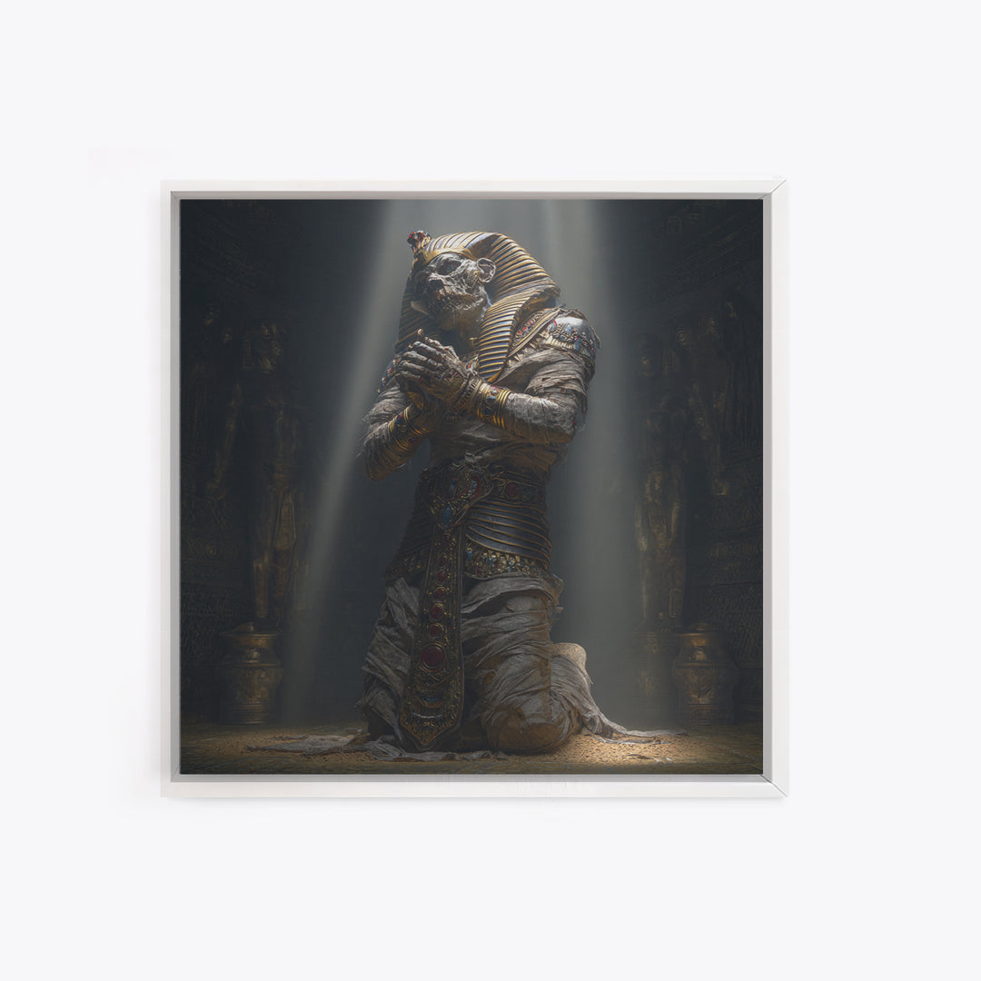 The Pharaoh Of Dustbound Silence, Square Wall Art, Gothic Horror Wall Art, Framed Canvas Print, Halloween Wall Decor, Gothic Home Decor
