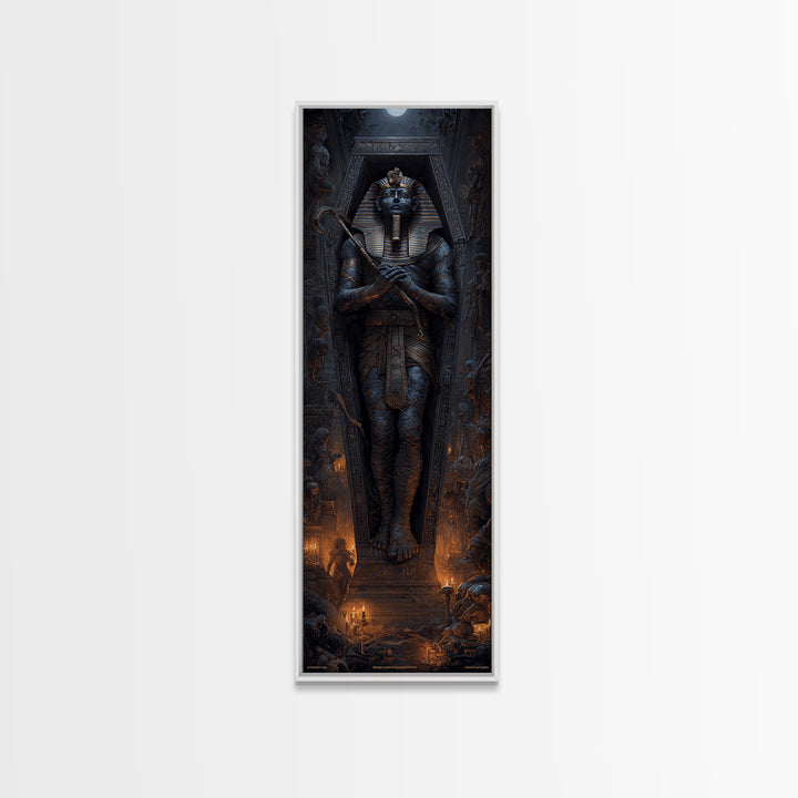 The Pharaoh Of Dustbound Silence, Tall Narrow Wall Art, Spooky Home Decor, Canvas Print, Halloween Wall Decor, Gothic Home Decor