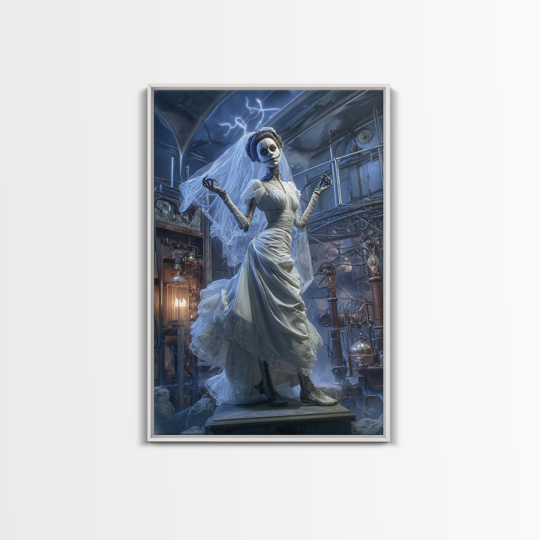 The Stitched Bride Of Thunder Hall, Vertical Wall Art, Spooky Home Decor, Canvas Print, Halloween Wall Decor, Gothic Home Decor