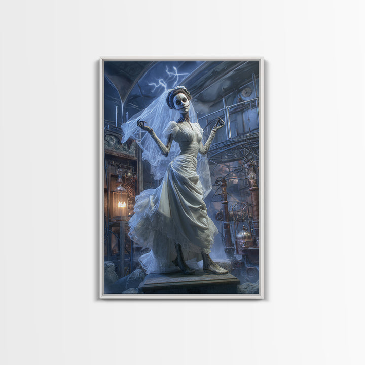 The Stitched Bride Of Thunder Hall, Vertical Wall Art, Spooky Home Decor, Canvas Print, Halloween Wall Decor, Gothic Home Decor
