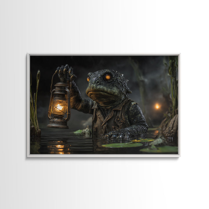 The Creature Of Lantern Lagoon, Landscape Wall Art, Dark Fantasy Wall Art, Canvas Print, Halloween Wall Decor, Gothic Home Decor
