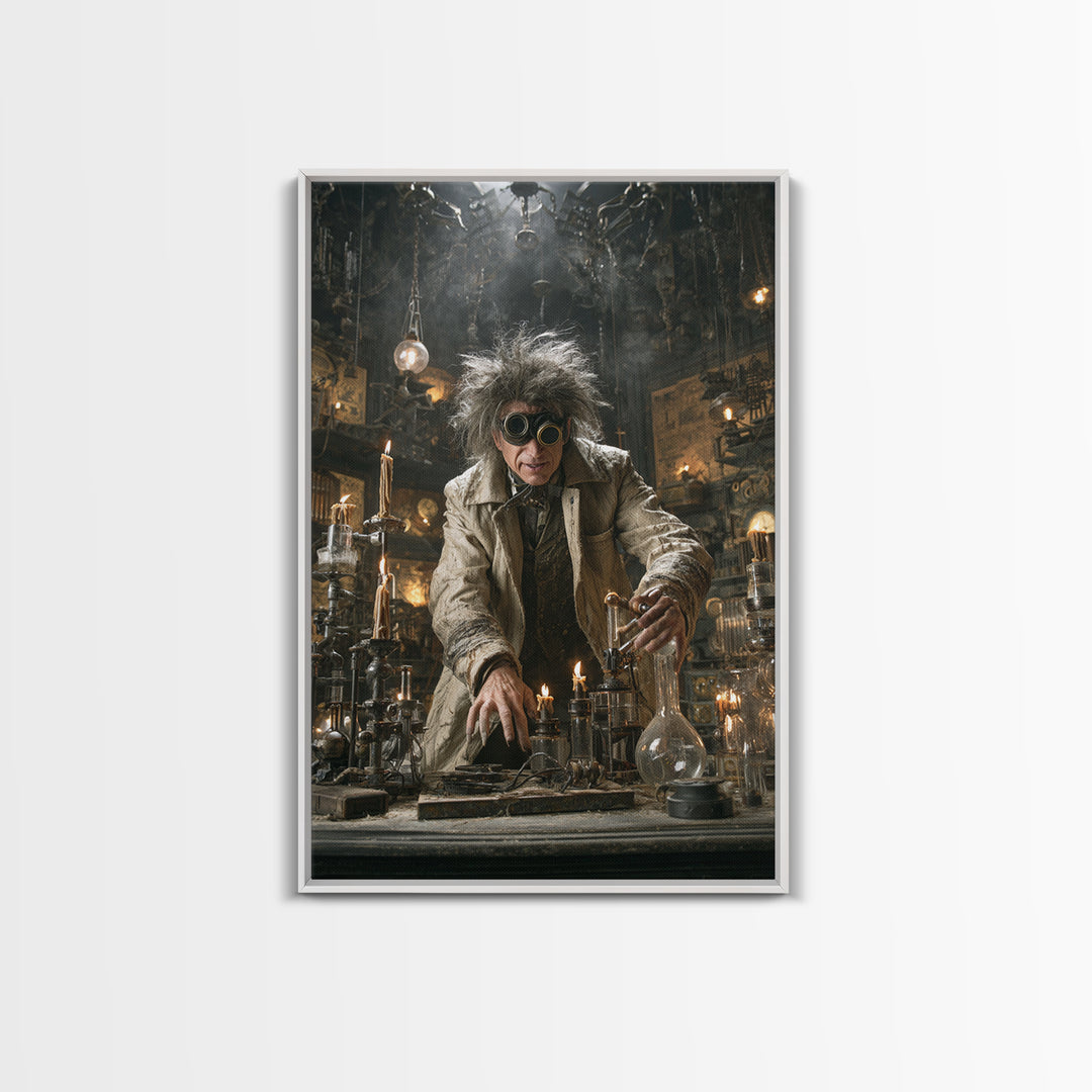 Doctor Vesper'S Resurrection Engine, Vertical Wall Art, Gothic Horror Wall Art, Framed Canvas Print, Halloween Wall Decor, Gothic Home Decor