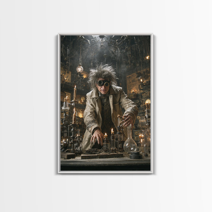 Doctor Vesper'S Resurrection Engine, Vertical Wall Art, Gothic Horror Wall Art, Framed Canvas Print, Halloween Wall Decor, Gothic Home Decor