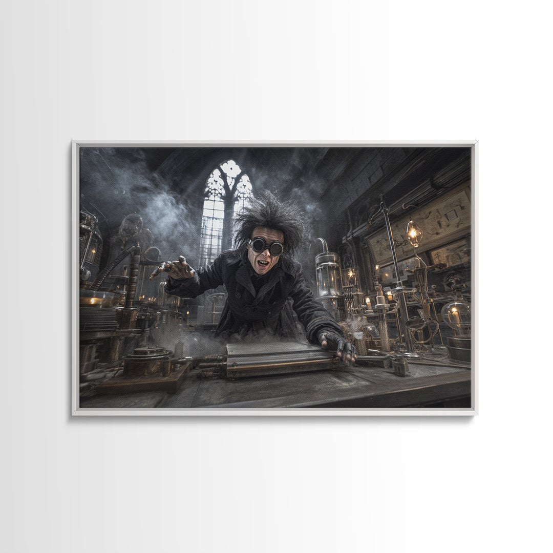 Doctor Vesper'S Resurrection Engine, Landscape Wall Art, Haunted Gothic Art, Framed Canvas Print, Halloween Wall Decor, Gothic Home Decor