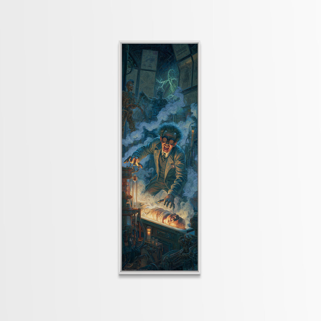 Doctor Vesper'S Resurrection Engine, Tall Narrow Wall Art, Spooky Home Decor, Canvas Print, Halloween Wall Decor, Gothic Home Decor