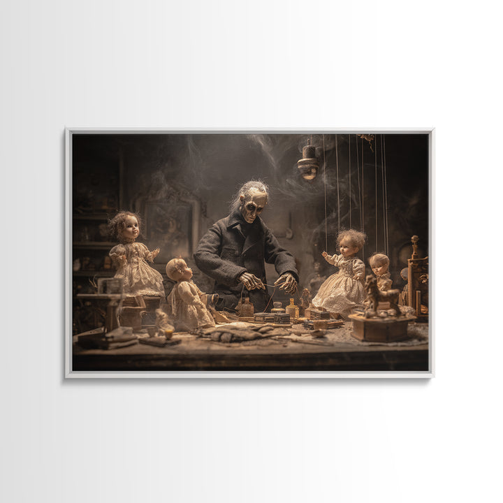 The Dollmaker Of Hollow Ward, Landscape Wall Art, Macabre Wall Art, Framed Canvas Print, Halloween Wall Decor, Gothic Home Decor